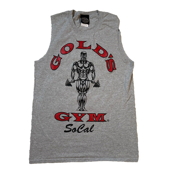Vintage Gold’s Muscle Tee Size Small Sleeveless Tank Grey SoCal Gym Train - Picture 1 of 5